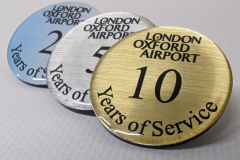 Brushed metallic pin badges for our friends at London Oxford Airport